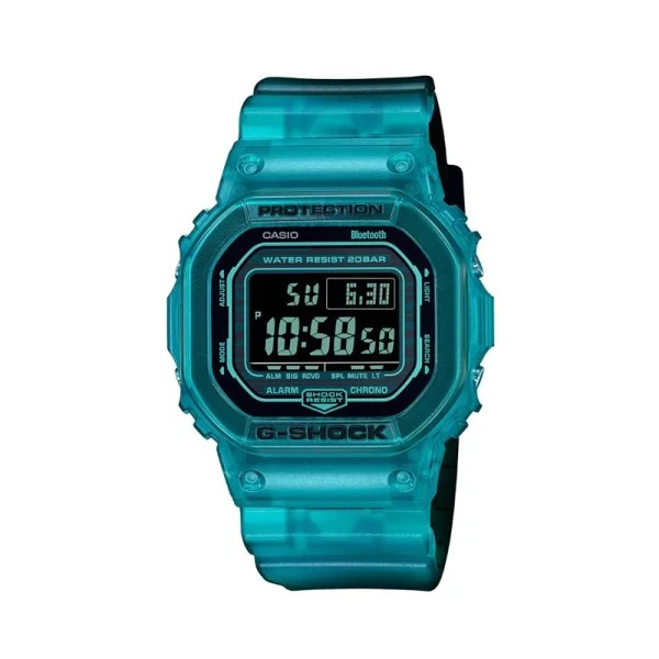 Casio G-Shock Digital Resin Band Bluetooth Watch for Men, Blue - DW-B5600G-2DR